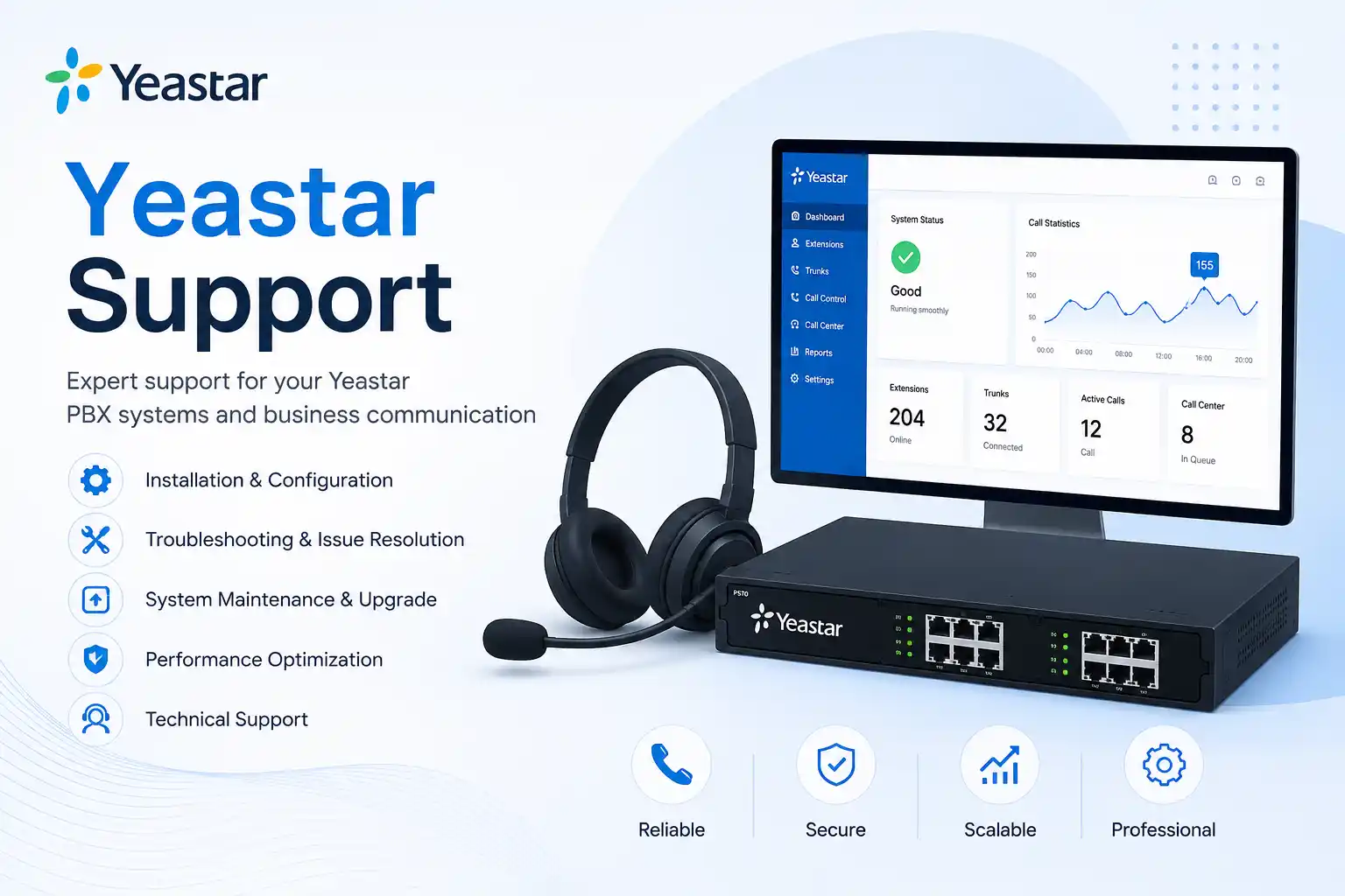 Yeastar PBX support and extension administration in Dubai